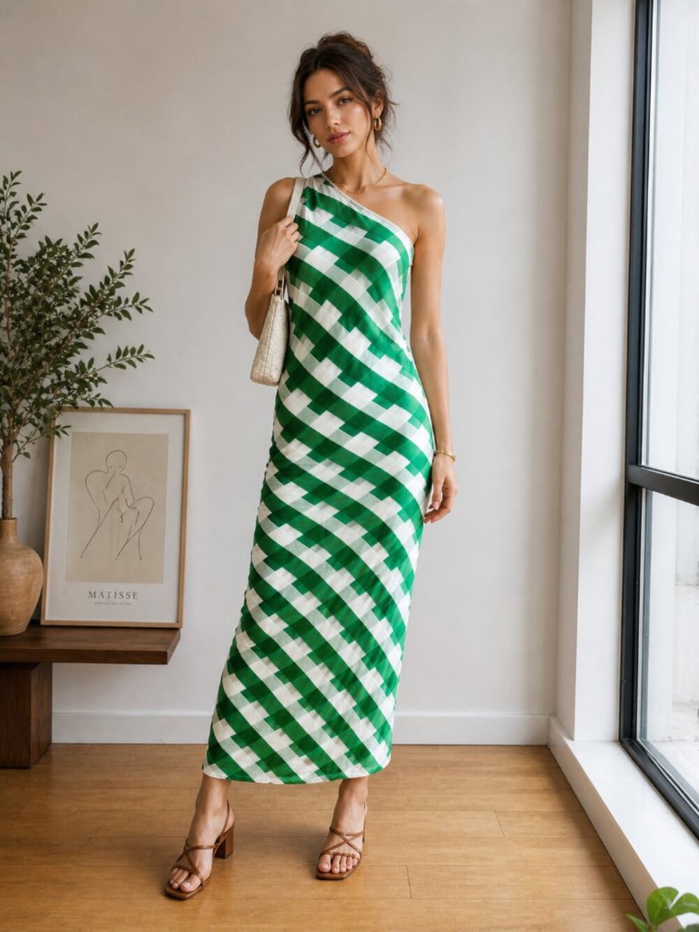 Stella McCartney Green Plaid Bodycon Midi Dress 42/S/M